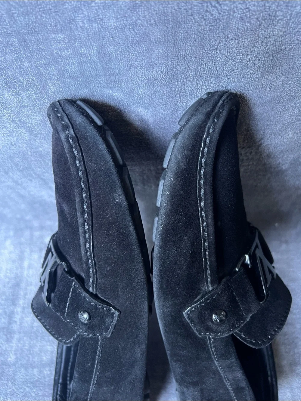 Louis Vuitton Men’s Leather Suede Loafers Sz 9 US 10 Black Monte Carlo Luxury
